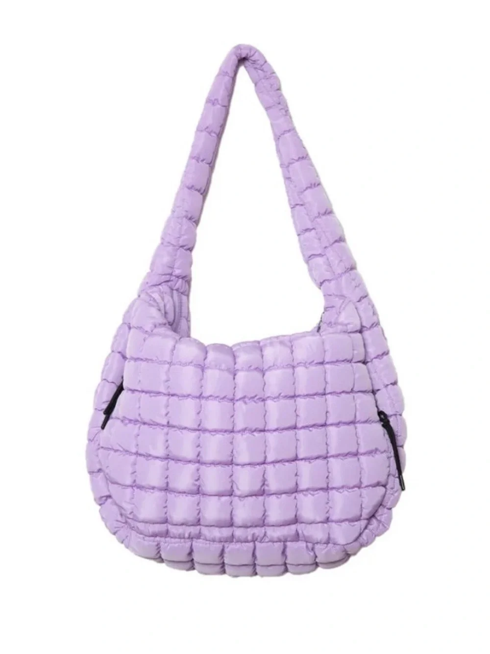 Quilted Hobo Tote Bag - Lavender
